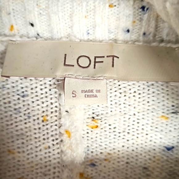 LOFT Womens White Flecked Cowl Neck Knit Long Line Sweater Size Small - Picture 3 of 10